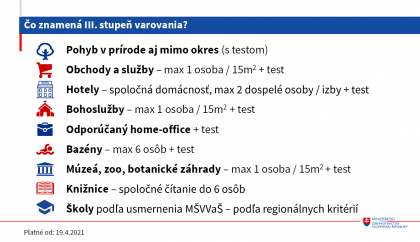 ZMENY V OPATRENIACH OD 19.4.2021